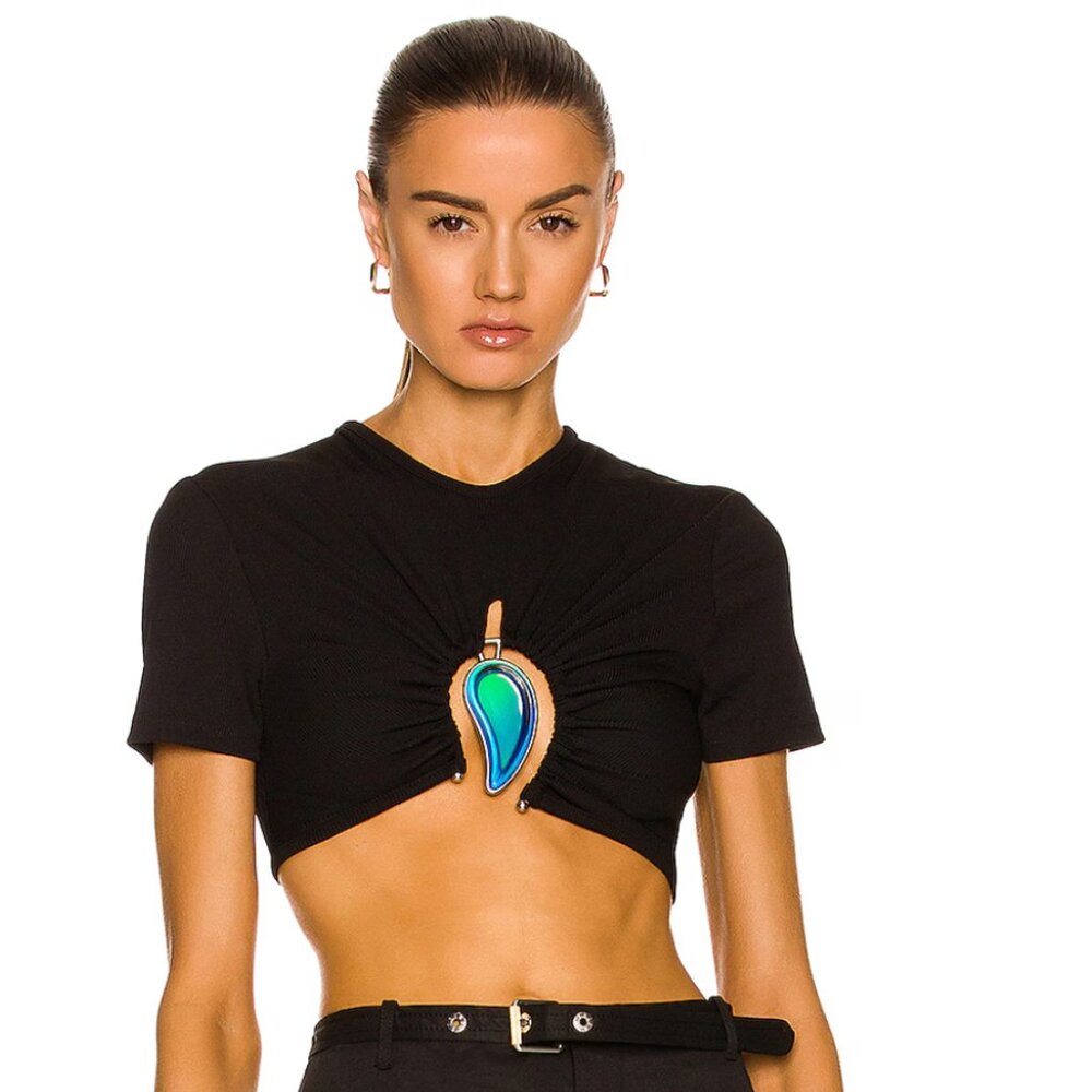 BNWT CHRISTOPHER ESBER MOODSTONE RUCHED CROP TOP AU6/US2/FITS XS+S